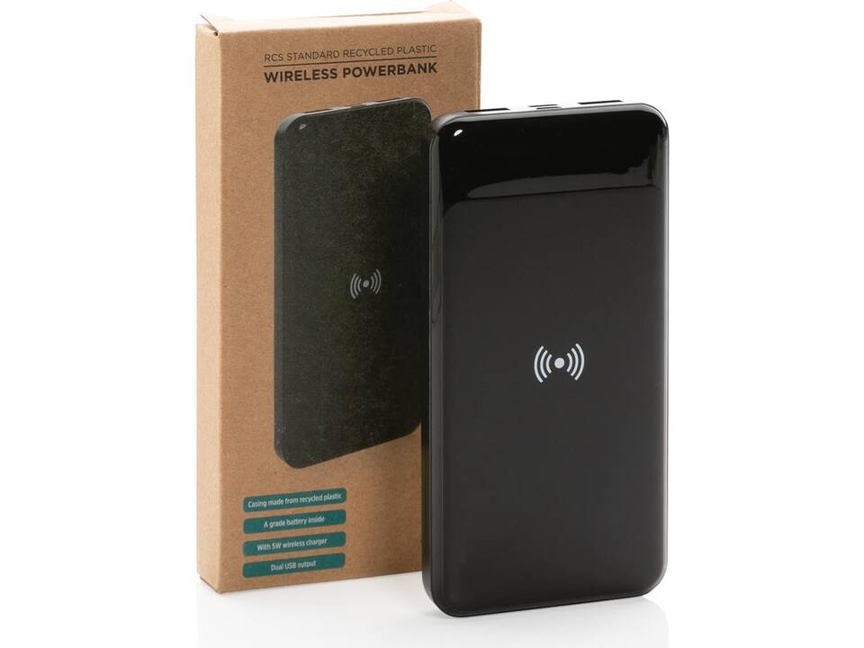 RCS standaard recycled powerbank met draadloze oplader - 8.000 mAh 19