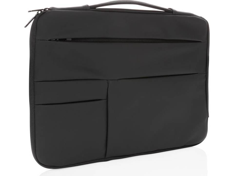 Smooth PU 15.6" laptop sleeve met handvat PVC-vrij -zwart