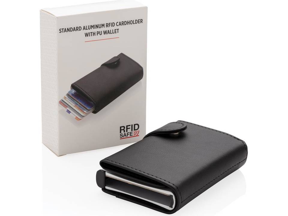 Standaard aluminium RFID kaarthouder met PU portemonnee bedrukt