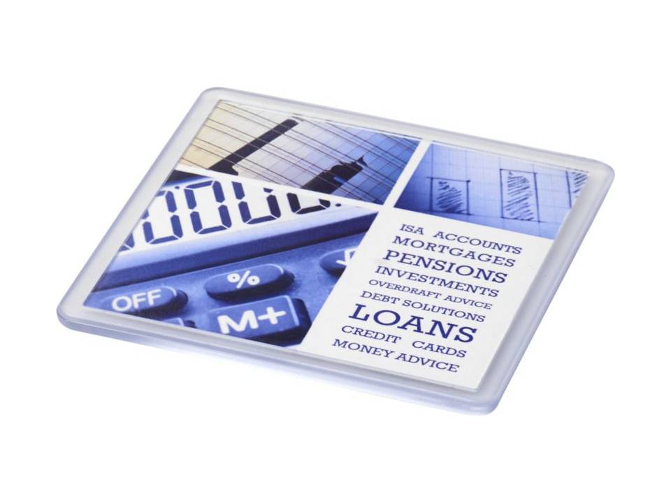 Vierkante kunststof onderzetter met papieren inlay