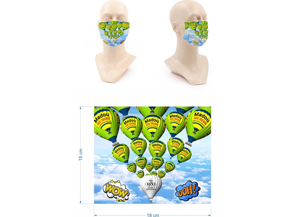 Wasbaar stoffen mondmasker met bedrukking naar keuze 32