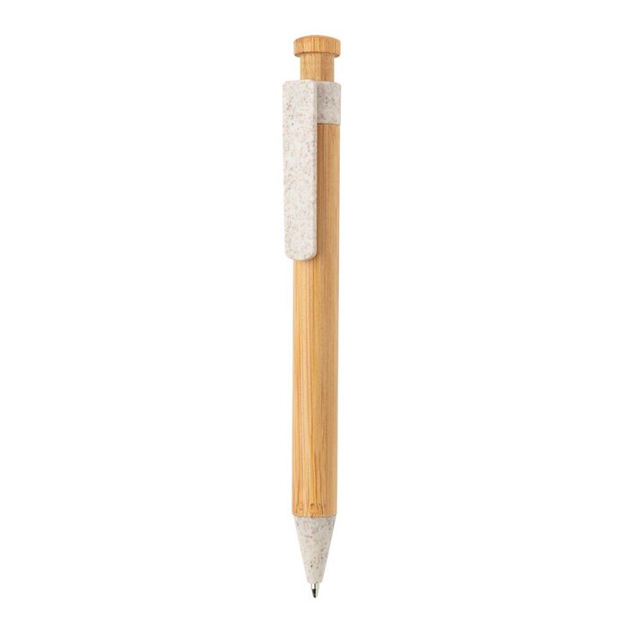 Bamboe pen met tarwestro clip 
