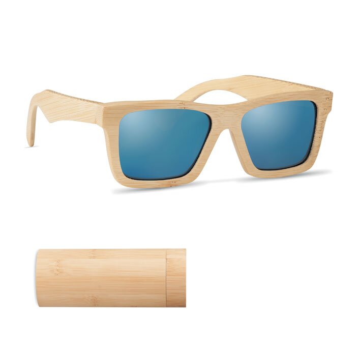 Bamboe zonnebril in koker