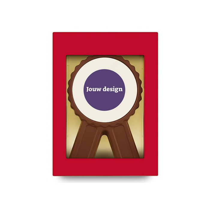 Chocolade medaille - eigen design bedrukking