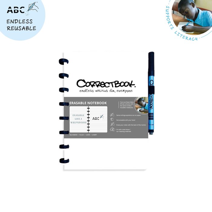Correctbook - uitwisbare en herbruikbare notitieboek A5 correctbook
