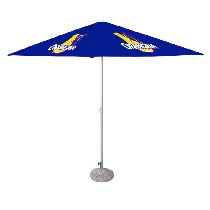 custom made parasol vierkant met logo in quadri full color horeca