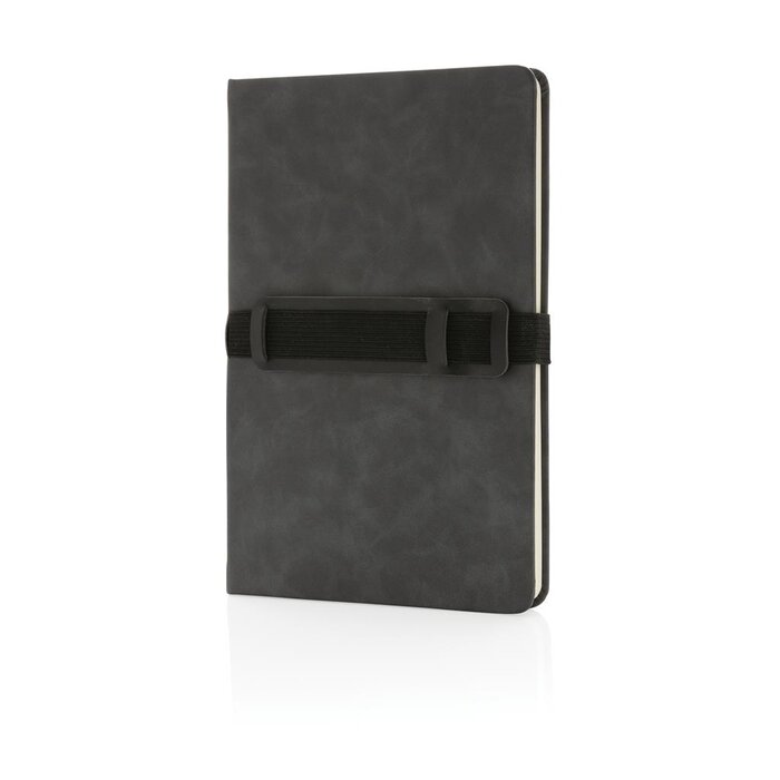 Deluxe hardcover PU A5 notitieboek met telefoon- en penhouder