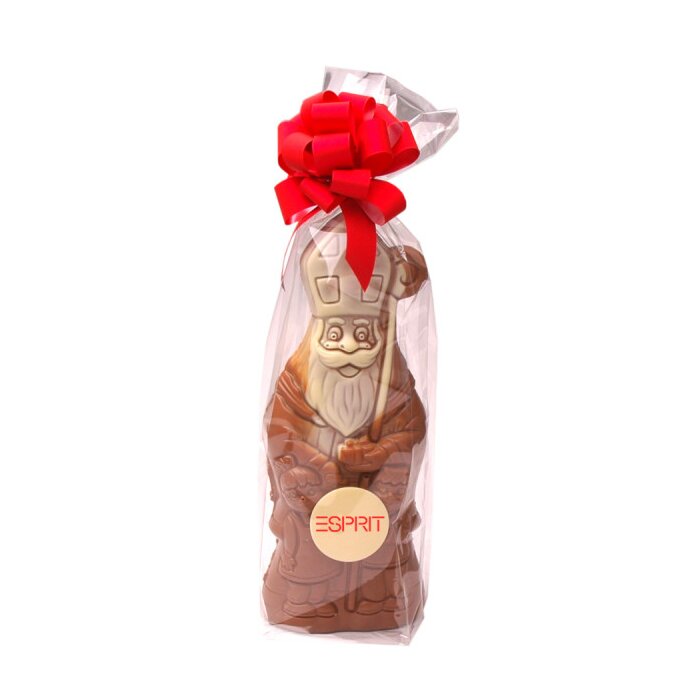 Grote Logo Sint in witte, pure of melk chocolade