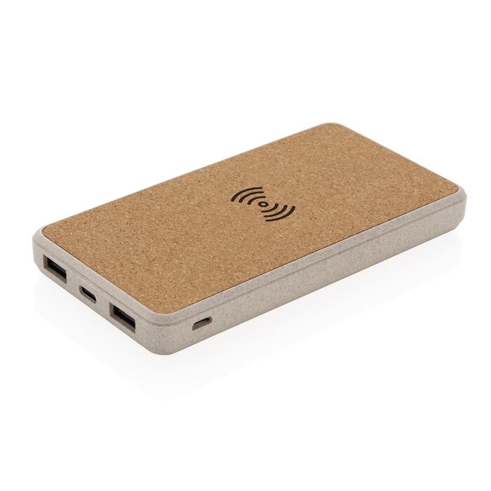 Kurk en tarwestro 5W draadloze powerbank - 8000 mAh