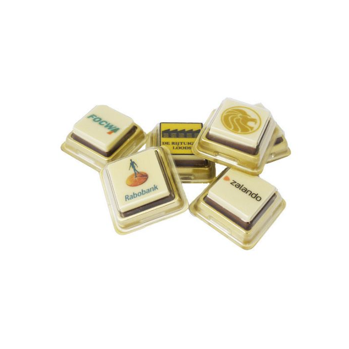 Witte Logo Chocolade - per stuk verpakt - pakket van 50 stuks