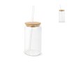 Glas met bamboe deksel & rietje 450 ml