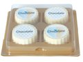 4 logo bonbons van witte chocolade met hazelnoot praline