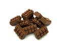 Doosje met 18 chocolade bouwblokjes met eigen logo bedrukte banderol 1
