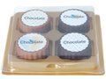 Logo bonbon van pure of melkchocolade met praline - 4 stuks