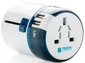 Travel Blue world travel adapter met 2 usb poorten