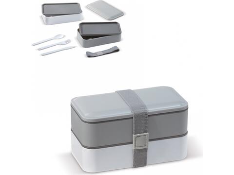 Bento box met bestek 18 x 11 x 10,5 cm