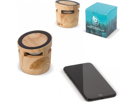 Hout look speaker met draadloos laadstation