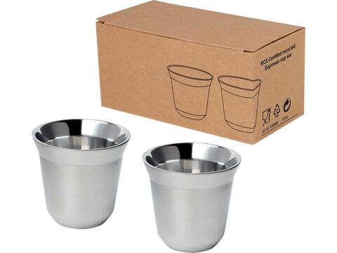 Duo 80 ml RCS gecertificeerde roestvrijstalen espressokopjesset
