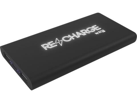 SCX draadloze rubberen powerbank met oplichtend logo - 10.000 mAh