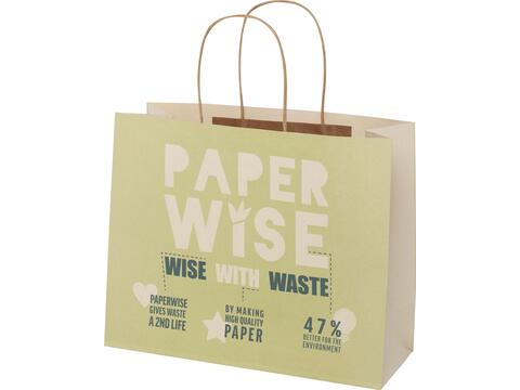 Papieren tas gemaakt van landbouwafval met gedraaide handgrepen - groot