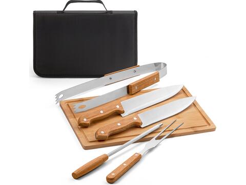 Barbecueset met accessoires, messen, snijplank en opbergkoffer