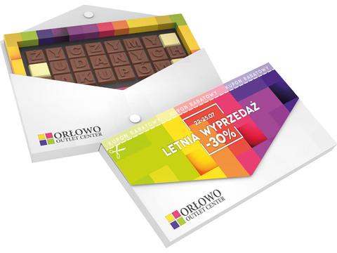 Chocoladetekst in gepersonaliseerde enveloppe - 24 letters