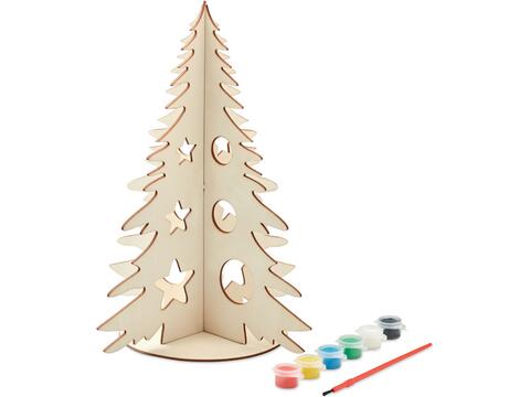 Houten kerstboom met 6 waterverf kleuren