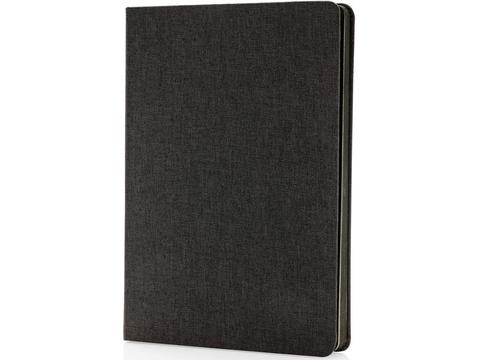 Deluxe stoffen notitieboek met zwarte zijkant