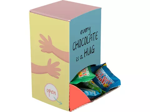 Display box gevuld met Tiny Tony's Chocolonely