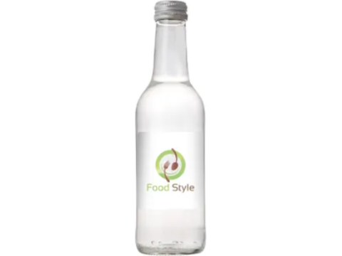 Glazen fles met 330 ml bronwater
