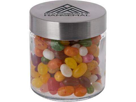 Glazen pot 0,35 liter gevuld met Jelly beans