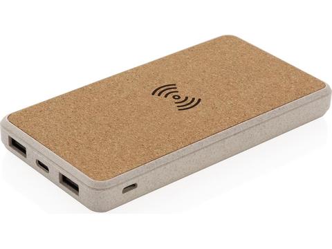 Kurk en tarwestro 5W draadloze powerbank - 8.000 mAh