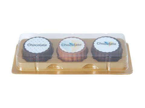 Logo bonbon van chocolade met hazelnoot praline - 3 stuks
