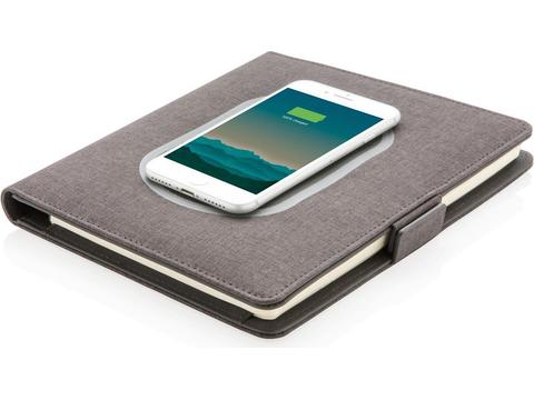Luxe portfolio met draadloze oplader voor smartphone