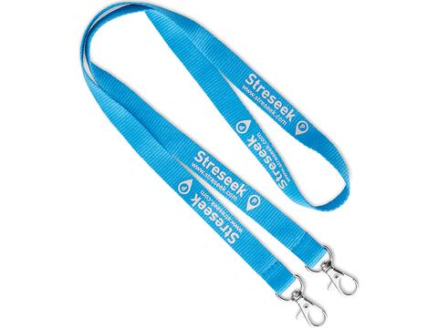 Custom-Made Polyester lanyard met dubbele clip en zeefdruk – volledig eigen design