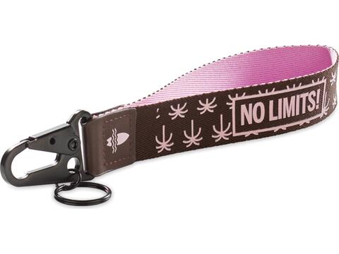 Custom-Made Tweekleurige band met karabijnhaak en sleutelring – volledig eigen design
