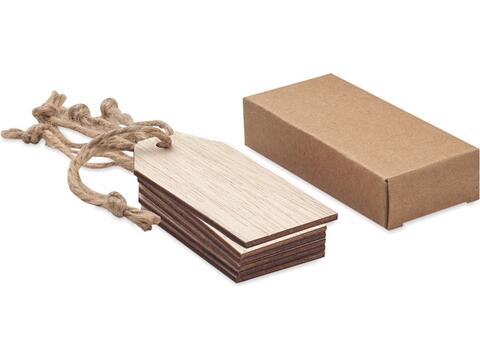 Set van 6 houten geschenklabels