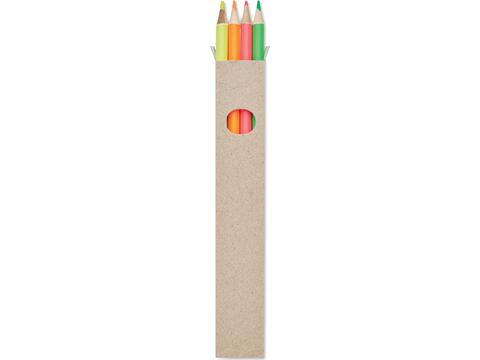 4 kleur- en markeer potloden in doosje