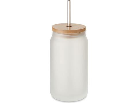 Sublimatie drinkbeker mason jar met rietje - 450 ml