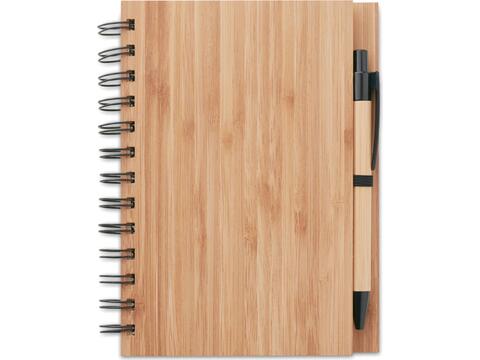 A5 bamboe notitieboek met balpen