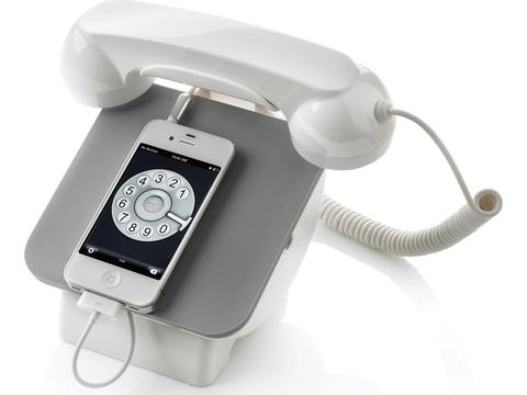 Retro telefoon met oplaadstation bedrukken