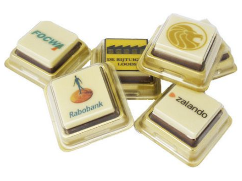 Witte Logo Chocolade - per stuk verpakt - pakket van 50 stuks