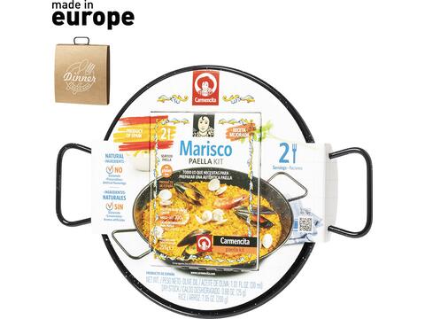 Zeevruchten paella set met ingrediënten