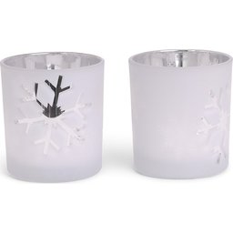 24264 – SENZA Glass Candle Holder   2 White-Silver
