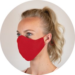 3-laags katoenen mondmasker met ruimte voor filter rood