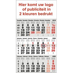 3-maandkalender 2 kleuren bedrukt