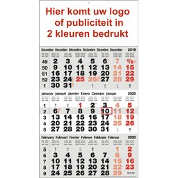 3-maandkalender 2 kleuren bedrukt