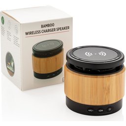 Bamboe 3W speaker met draadloze oplader-verpakking