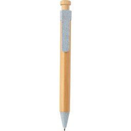 Bamboe pen met tarwestro clip -blauw voorzijde