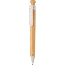Bamboe pen met tarwestro clip -wit